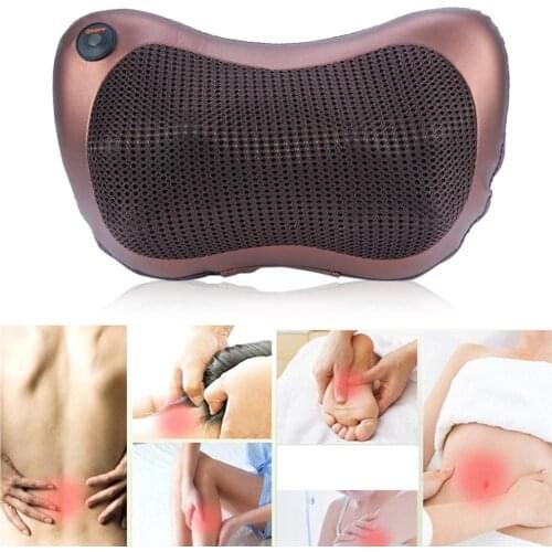 Electronic Heat Neck Massage Pillow Massager Cushion Lumbar Neck Back Shoulder Waist Heat Magnetic Therapy Car Relaxation US Plu