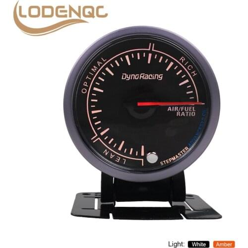 Lodenqc Car Meter 60MM Black Face Air Fuel Ratio Gauge White/Amber Light With Peak Function Narrowband Air Fuel Ratio Meter