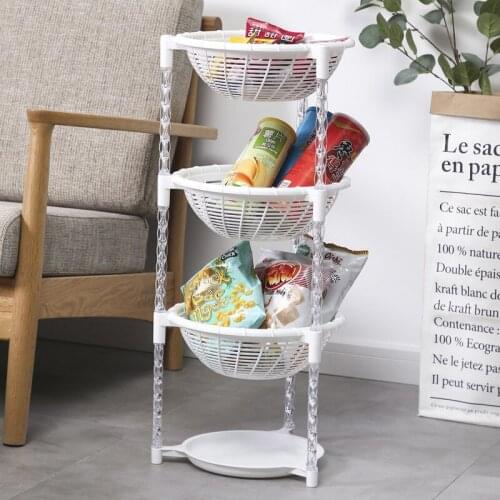 Round Multi-layer storage shelf floor vegetable basket storage rack kitchen plastic storage basket fruit and vegetable shelf