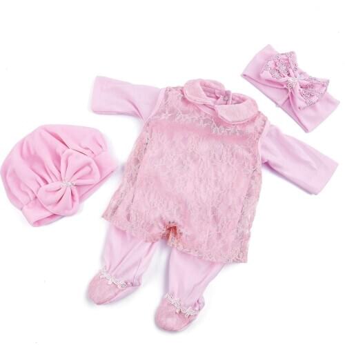 RBG 47 CM Bebe Reborn Baby New Born Lifelike Doll Clothes Soft Cute Princess Royal Toy Outfit Dress Romper Accessorys For Girl
