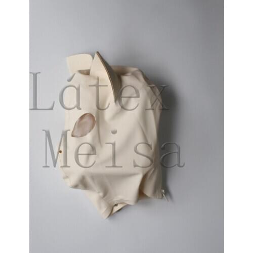 Animal cat Head latex masks white rubber hoods open eyes and nostrils with back zip