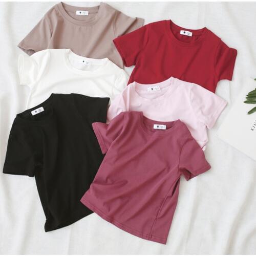 Summer Baby Girls T Shirt Solid Color Casual Children T Shirt For Boys Short Sleeve Kids Clothes 1-9Years BC418