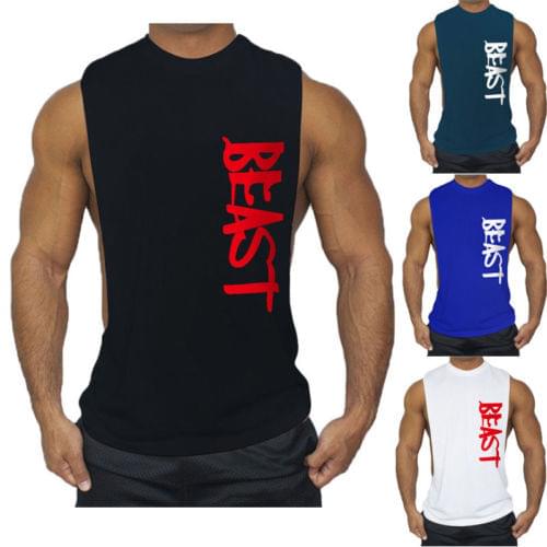 Stringer Bodybuilding Tank Top Men Gym Sport Clothes Fitness Singlet Sleeveless Muscle Vest Cotton Soft O-neck Tees Tops