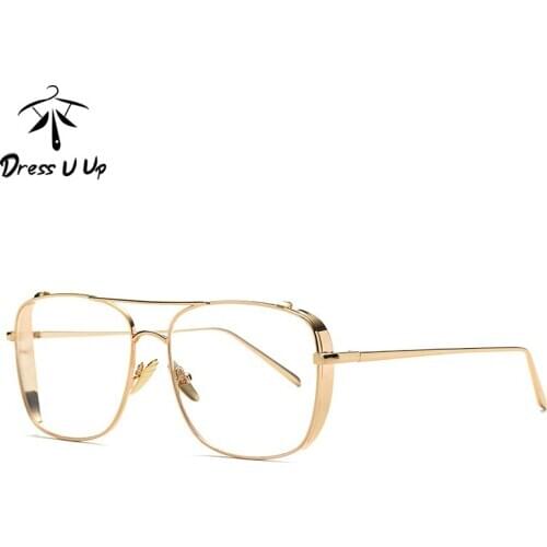 DRESSUUP 2017 Square Big Alloy Frame UV400 Clear Glasses Frame For Men Women Fashion Brand Designer Eyeglasses oculos de grau