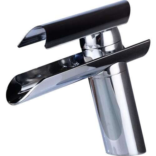 Fashion high quality brass chrome finished bathroom single hole hot and cold sink waterfall faucet glass faucet