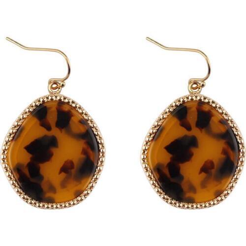 ZWPON 2020 New Handmade Geomatric Irregularity Acetate Leopard Earrings Fashion Jewelry Large Oval Earrings Statement Earrings