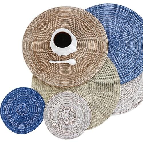 Newest Arrival Table Mat Round Placemat Heat Insulation Pad Decorative Mat for Home Restaurant Red/Coffee/Khaki/Blue