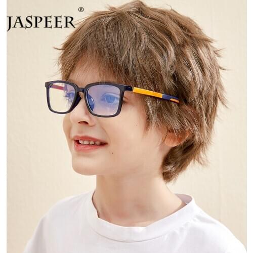 JASPEER TR90 Children Computer Glass Rectangle Blue Light Blocking Eyeglasses Kids Vintage Anti Blue Eyeglasses Boys Girls