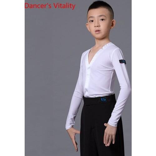 Latin Dance Practice Clothes Boy Long Sleeve Top Winter Performance Competition Clothes Child Competition Performance Clothing
