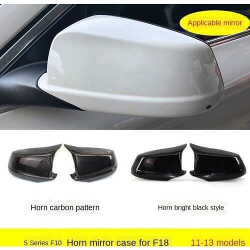 Pair Black/Carbon Fiber Look Rearview Mirror Caps Car Wing Mirror Cover Replacement For BMW F10 5-Series 2011 2012 2013 Pre-LCI