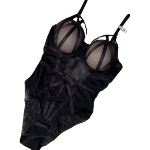 Sexy Micro Bodybuilding Jumpsuits Underwear Small Breast Push up Push up Top Thin Bottom Thick Waist Girdling Belly Contraction