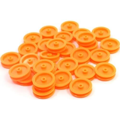30 Pcs 2mm Hole Orange Plastic Belt Pulley for DIY RC Toy Car Airplane