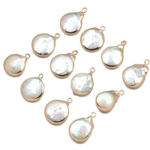 2020 New Natural Freshwater Pearl Pendants Round Charms Pendants For Jewelry Making DIY Accessories Fit Necklaces Size 15x20mm