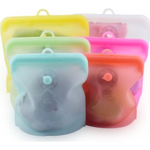 PULISI Silicone Reusable Food Bag 1500ml eakproof Containers Reusable Fresh Bag Food Storage Bag Freezer Bag Snack