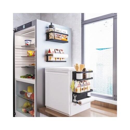 Foldable Refrigerator Organizer Magnetic Fridge Spice Rack Paper Towel Holder Multi-purpose Kitchen Storage Shelf SUB Sale