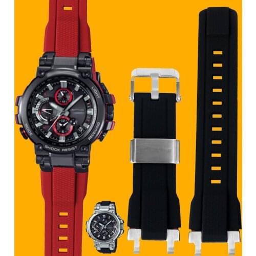 Men‘s Watch Accessories Band Replacement For Casio G-Shock MTG-B1000 G1000 Rubber Silicone Pin Buckle Bracelet