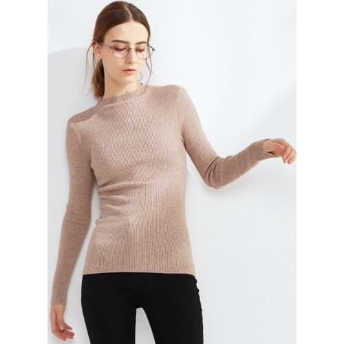 Basic Mock Neck Sweater For Women Solid Thin Knitted Layering Tops Pullovers