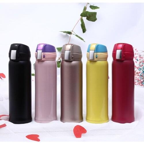 Bounce cover Vacuum Cup Insulated Double Wall 304 Stainless Steel Mugs water bottle Sports Kettle 5 Colors