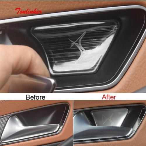Tonlinker 4 PCS Car Door handle bowls Cover sticker for CITROEN DEESSE DS7 2018-19 Car Styling Stainless steel Cover Stickers