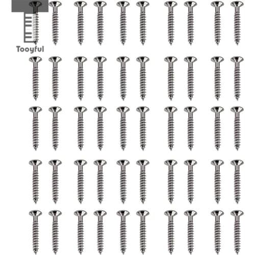 Tooyful 50 Pack Nickel Tremolo Bridge Mounting Screws fo TL Style Guitar Telecaster Tremolo Bridge Screws Parts 3.5x25mm
