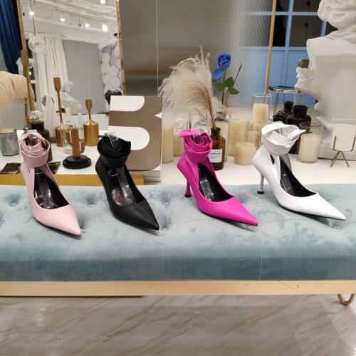 2021 New Summer Sexy Pumps Pointed Toe Women Pumps Bandage Women Shoes Fashion Genuine Leather Elegant High Heels Shoes Woman