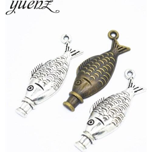 YuenZ 5pcs Fish charms antique metal pendants for jewelry making bracelet necklace handmade 43*14mm D788