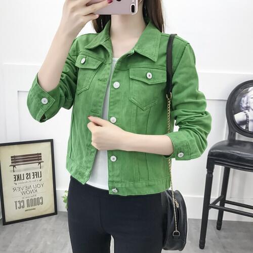 Candy color denim jacket Women 2019 new spring coat loose large size jackets for women coat female short jacket top