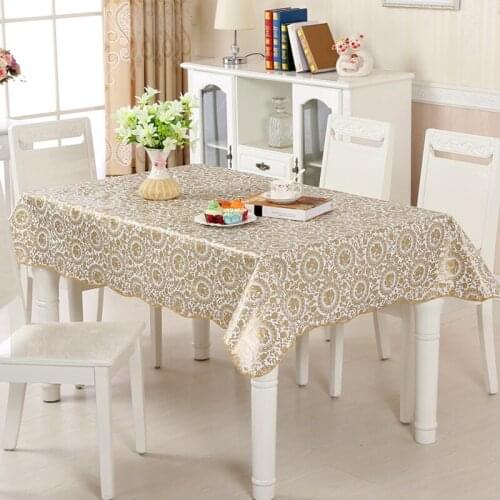Golden Oilcloth on Table Rectangular Desk Cover Ramadan Tablecloth Waterproof Stain Tablecloths for Kitchen Mantel Impermeable