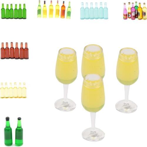 1:12 Dollhouse Miniature Colorful Wine Bottles Model Mini Food Doll Fit Toy Pretend Play Food Kitchen Living Room Accessories
