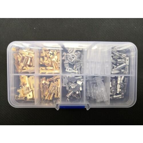 1box 2.8/4.0/4.8/6.3mm Male & Female Crimp Terminals Spade Sleeve for wire 0.5mm2-1.5mm2 22-16 AWG Wrap Connector box kit 150pcs