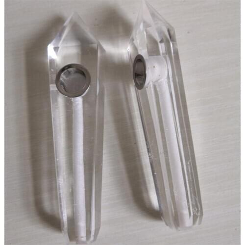 1pc White Smelted Crystal Smoking Pipe Polished Hexagonal prism Crystal Points Christmas Gift Home Decoration