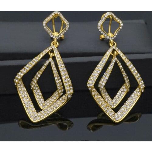 2020 Rhombus elegant Gold earrings for Women Gold Color Ethiopian Earrings Middle Eastern Arab Wedding Ornaments party wedding