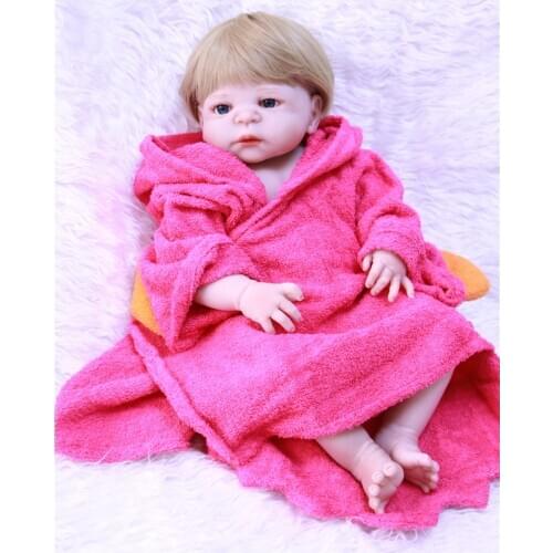 23inch Full silicone reborn baby dolls Toy Baby-Reborn lifelike modeling vinyl newborn bathe infant toddler Brinquedos toy