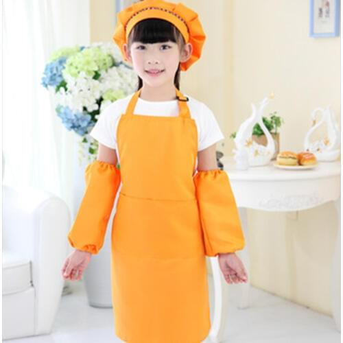 3Pcs/Set Children Aprons For Kitchen Painting Drawing Kindergarten Strap For Children Cleaning Aprons Raglan Sleeves +Hat KC1318