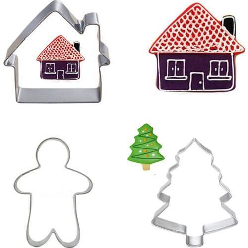 3pcs/set Christmas Fortune Cookie Bakeware Set Biscuit Cookie Cutter Baking Tool for Cakes Stainless Steel Kitchen Accessories