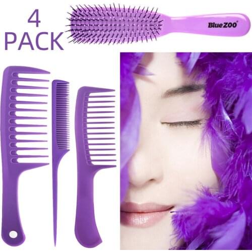 4PCS Hair Stylists Professional Styling Comb Set Variety Pack for All Hair Types & Styles, 3 Colors