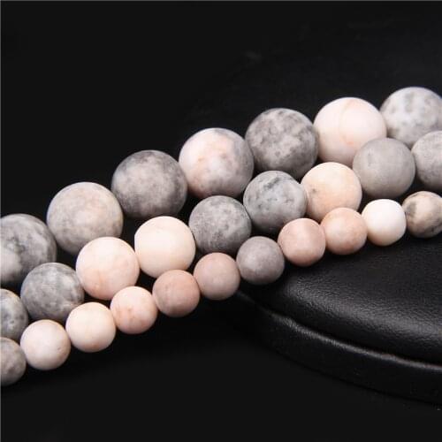 RISYF Natural Stone Beads Matte Dull Pink Zebra Loose Gemstones Beads For Bracelets Necklace Earrings DIY Accessories Women Gift
