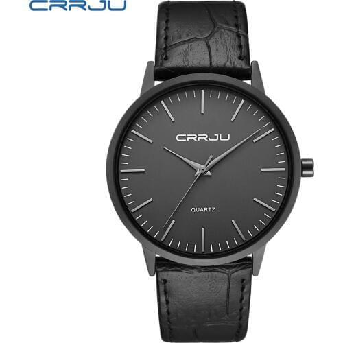 CRRJU New Top Brand Luxury Casual Leather Wrist Watch for Men Waterproof Super Slim Mens Sport Calendar Clock Relogio Masculino