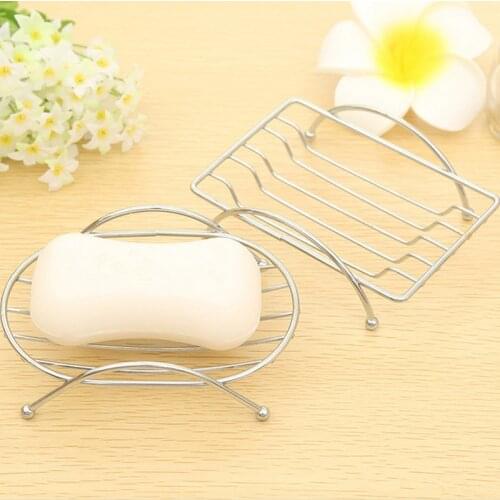 Stainless Steel Soap Dishes Tray Holder Storage Soap Rack Plate Box Container Portable Bathroom Soap Dish Storage Box Rack