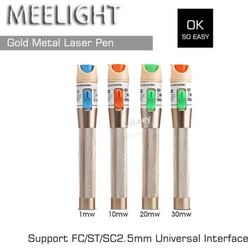 20KM optical fiber fault detector 20mw laser pen golden color pen red light source