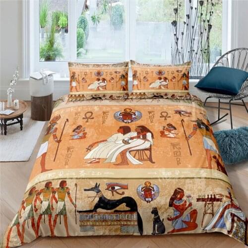 Egyptian Mural Bedding Set Art Fashion Historic Site 3d Duvet Cover Set Comforter Bed Linen Twin Queen King Single Size Dropship