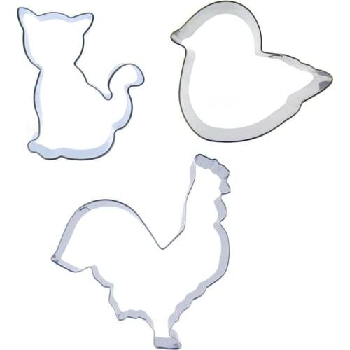 Kittens, Chicks, Cock shape 3 pieces biscuit cutting molds, baking tools, cake decorating soft candy tools