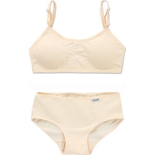 Girls Cotton Underwear Teenager Training Bra Set Student Puberty Vest 8-14Years