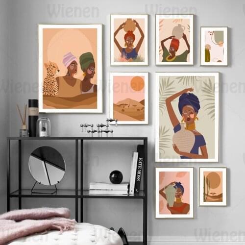 African Woman Art Posters Graffiti Canvas Painting Wall Art Pictures Nordic Style Home Decoration For Living Room Bedroom Mural