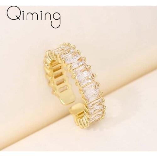 Exquisite Korean Women Rings CZ Zircon Fashion Jewelry Statement Open Adjustable Finger Wedding Ring Bijoux Femme