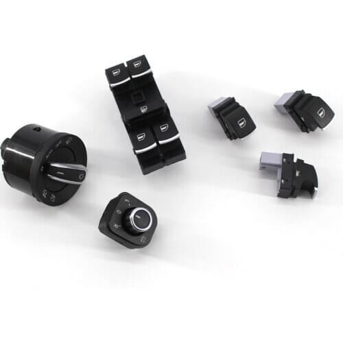 6PC Chrome Window Headlight Mirror Switch Set for VW Passat B6 CC Golf Jetta