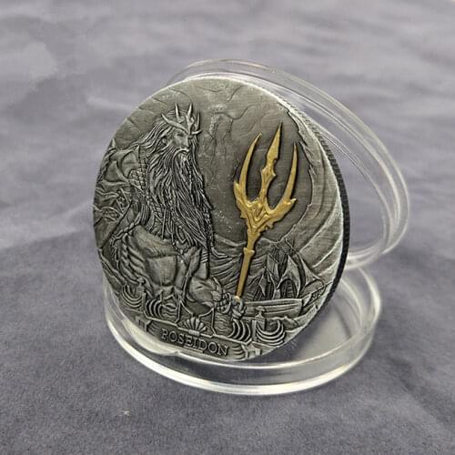 King of Posideon Coin Silver Gold Plated Coins Metal Souvenir Gifts