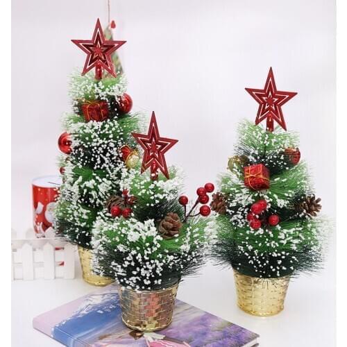 Creative Christmas Tree Cartoon Christmas Gift Home Desktop Decoration Santa Claus Decoration Five-pointed Star with Pine Cones