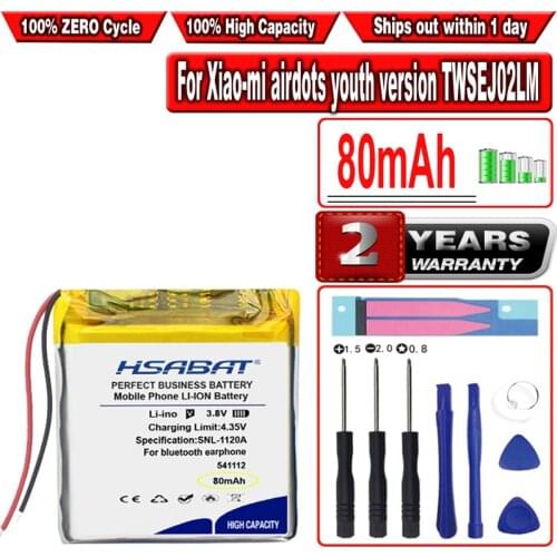 HSABAT 80mAh 541112 Polymer lithium ion / Li-ion Battery for earphone redmi xiao-mii airdots