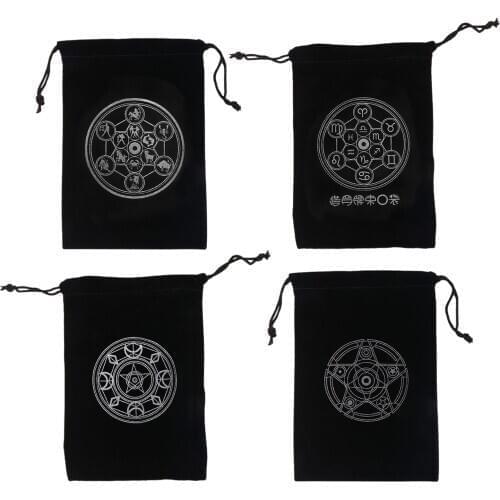 Mini Drawstring Package Gift Bags For Playing Cards Velvet Tarot Card Storage Bag 12 Constellations Velvet Pentagram Storage Bag